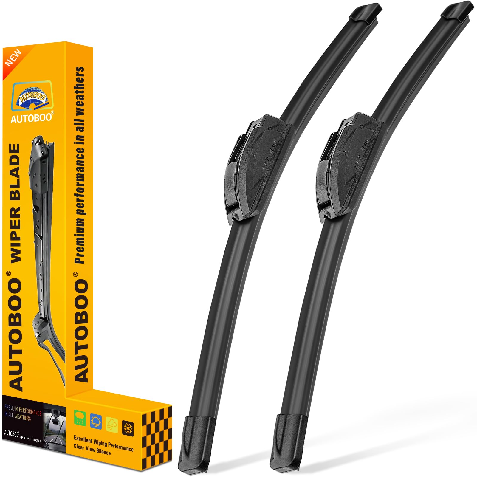 AUTOBOO 22" and 22" Windshield Wipers Blades (Pack Of 2),OEM Quality Premium All-Seasons Wiper blades,Stable and Quiet Armor wiper blades