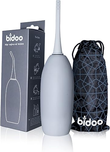 BIDOO El bidé universal portátil (Pebble) con tapa y bolsa de viaje l Reemplaza toallitas húmedas y inodoro de ducha l Botella Peri para posparto l