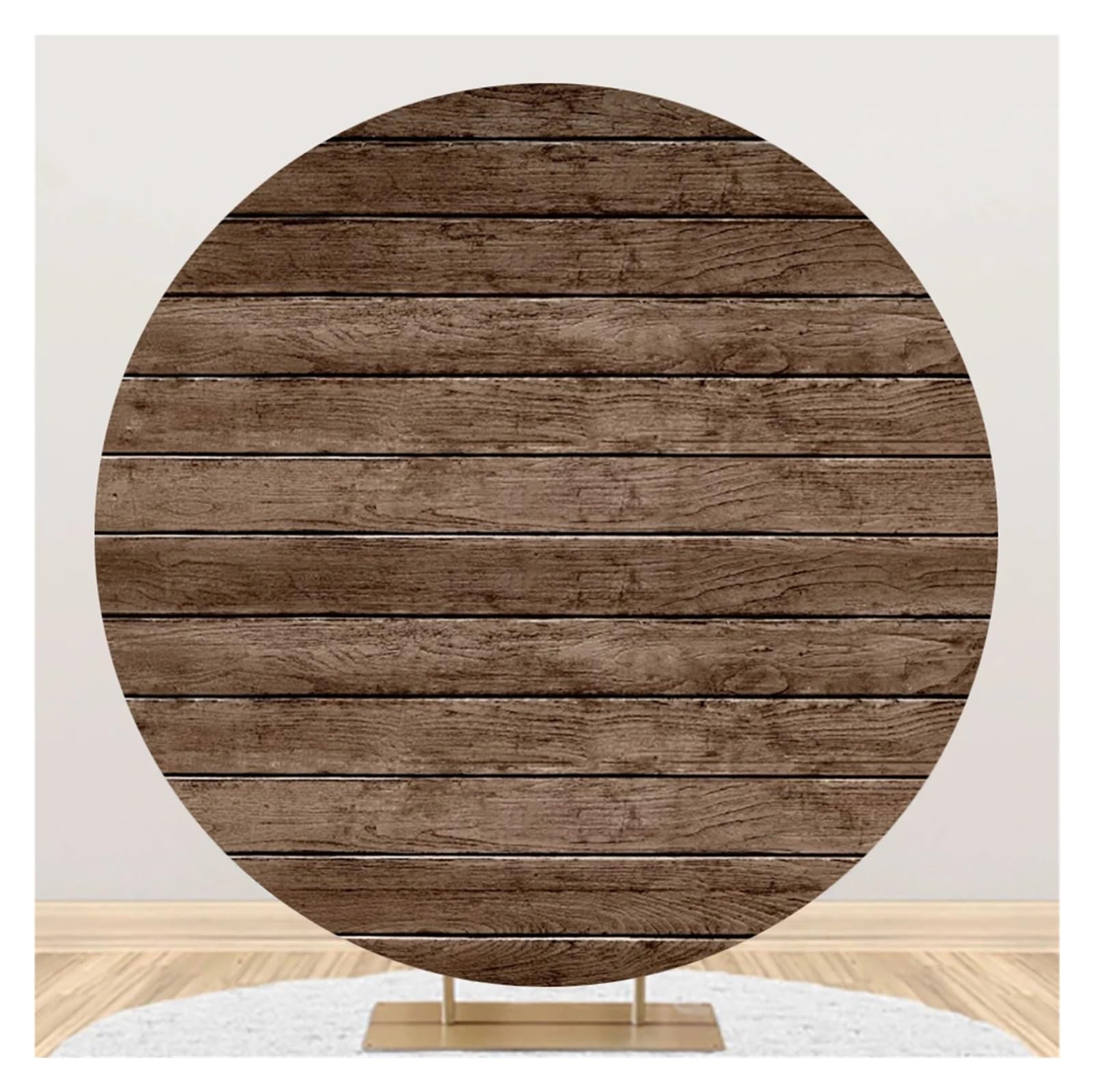 Toile de fond ronde en bois marron pour sublimer vos photos d'anniversaire