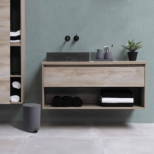 Miniatura 10 de GAHEFY Juego de accesorios de baño rosa con bote de basura pequeño de 3 litros0.8 galones, soporte para cepillos de dientes, dispensador de jabón,