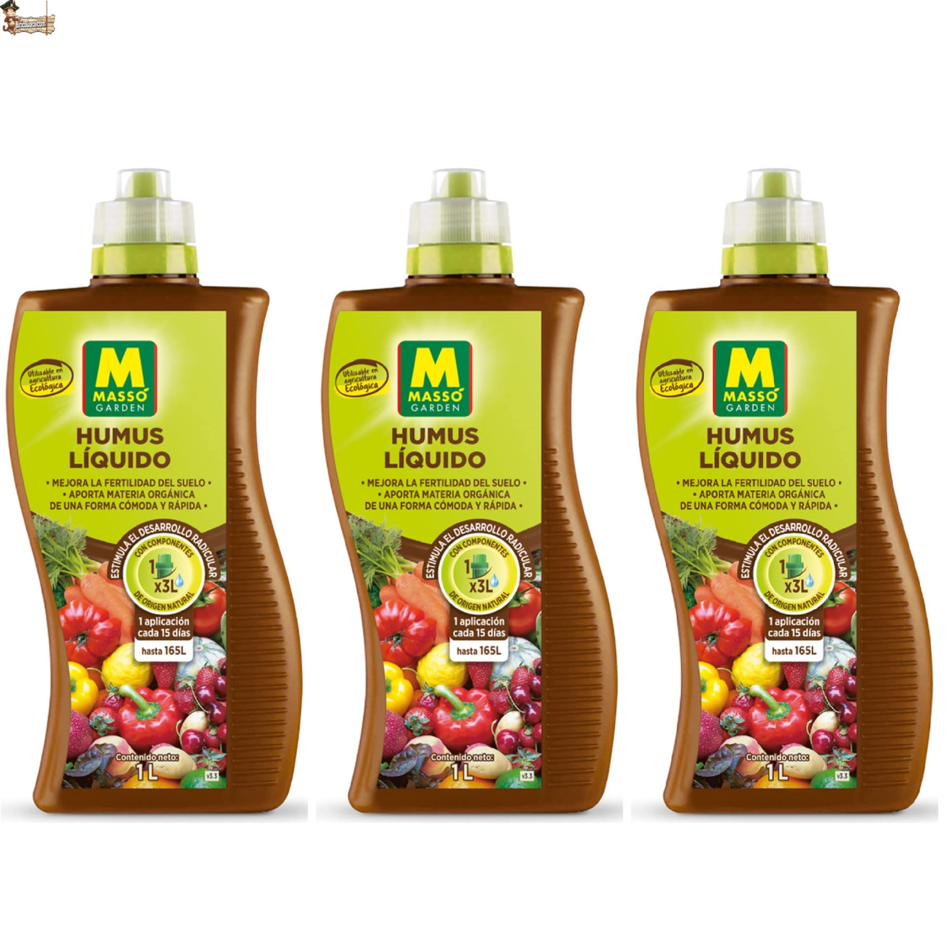 BricoLoco.com Humus de lombriz líquido ¡¡¡ Pack 3 litros !!! (3X1 LTS) Abono Fertilizante huerto, Plantas. Apto para Agricultura ecológica. Mejora fertilidad del Suelo, aporta Materia orgánica. (3)