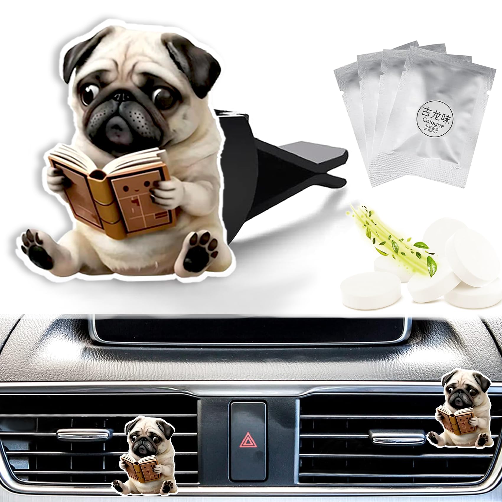 Pug Dog Car Vent Air Freshener Clips Scented Air Conditioner Clip