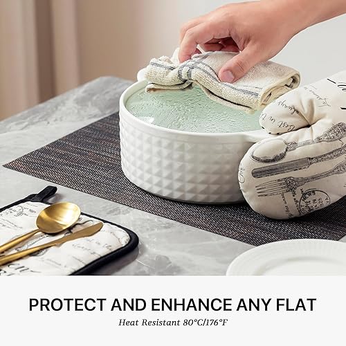 Miniatura 5 de LEXMORE Juego de 4 manteles individuales tejidos de viniloplástico para mesa de cocina, interiorexterior, lavable, manteles individuales lavables