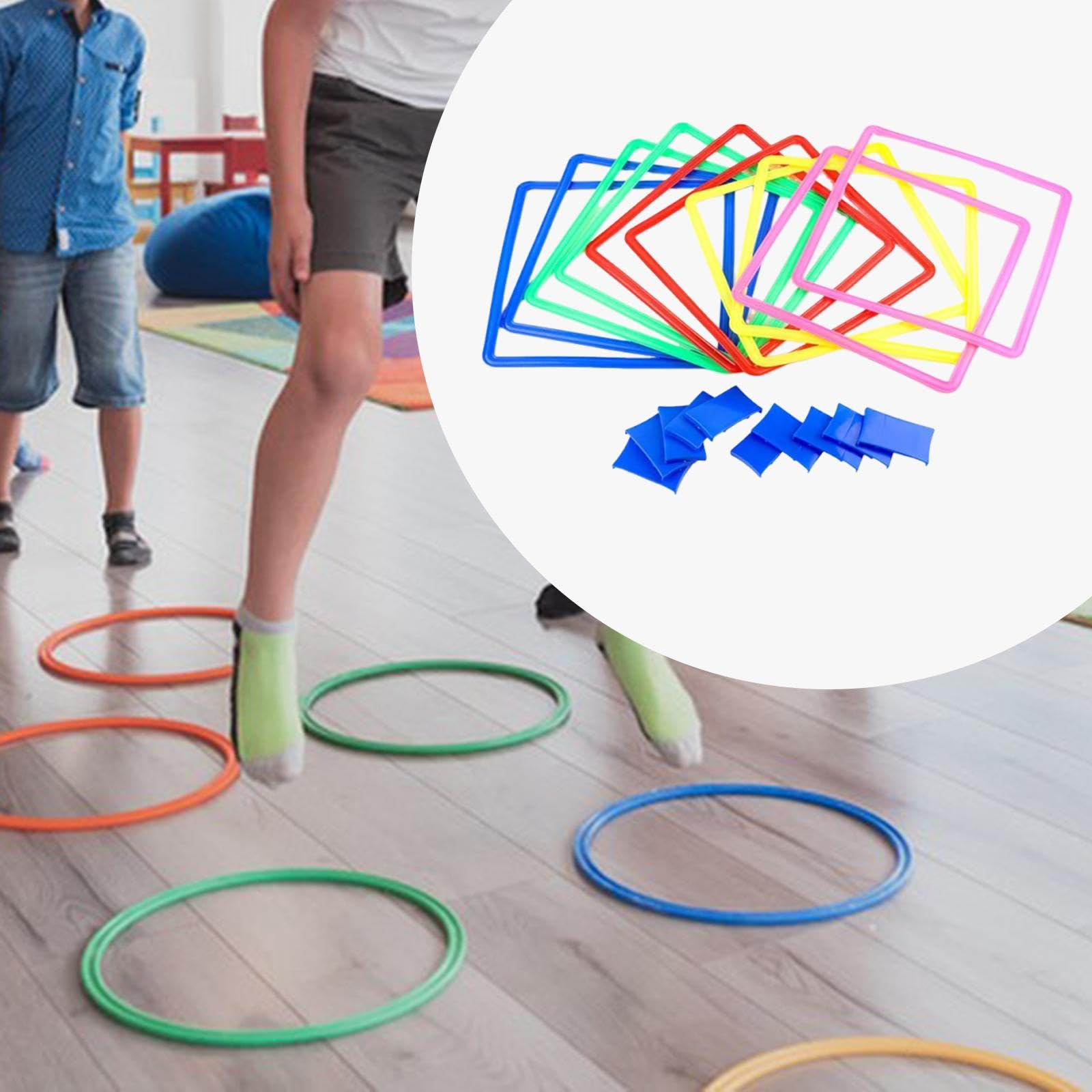 Jeu de Marelle Anneaux D'Agilité Anneaux Sauts Anneaux Entraînement Motricité Sac de Rangement En Pp Résistant pour Enfants et Adultes Convient Aux J, CarrÉ