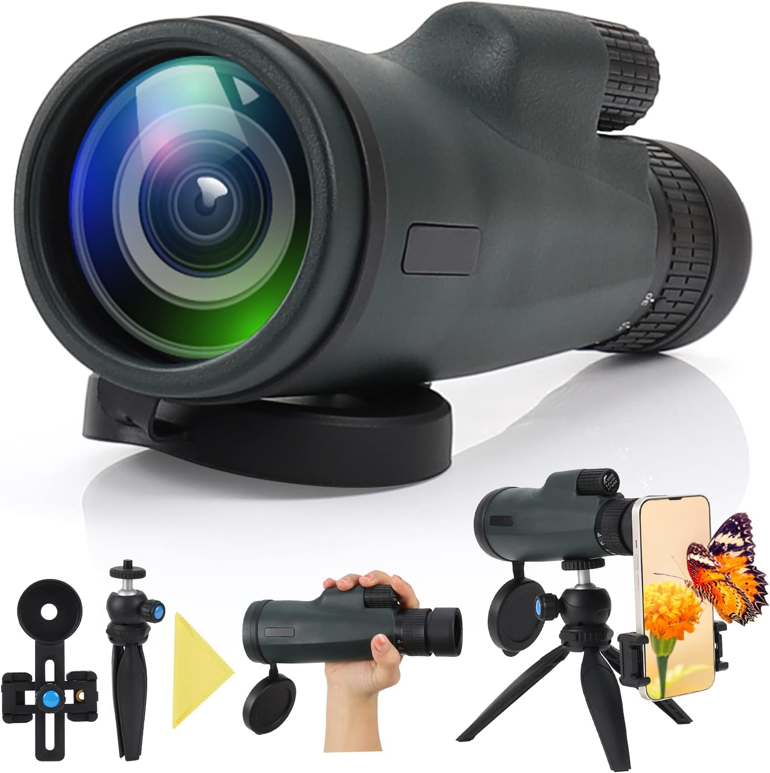K&F Concept Telescope Monoculaire, 12X50 HD Téléscope Étanche BAK4 Prisme avec Interface Trépied pour Observation Oiseaux, Chasse - Appareil Photo