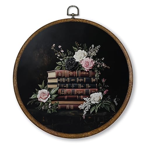 Qskjre Vintage Moody Book Floral Wall Art Decor, Rustic Victorian