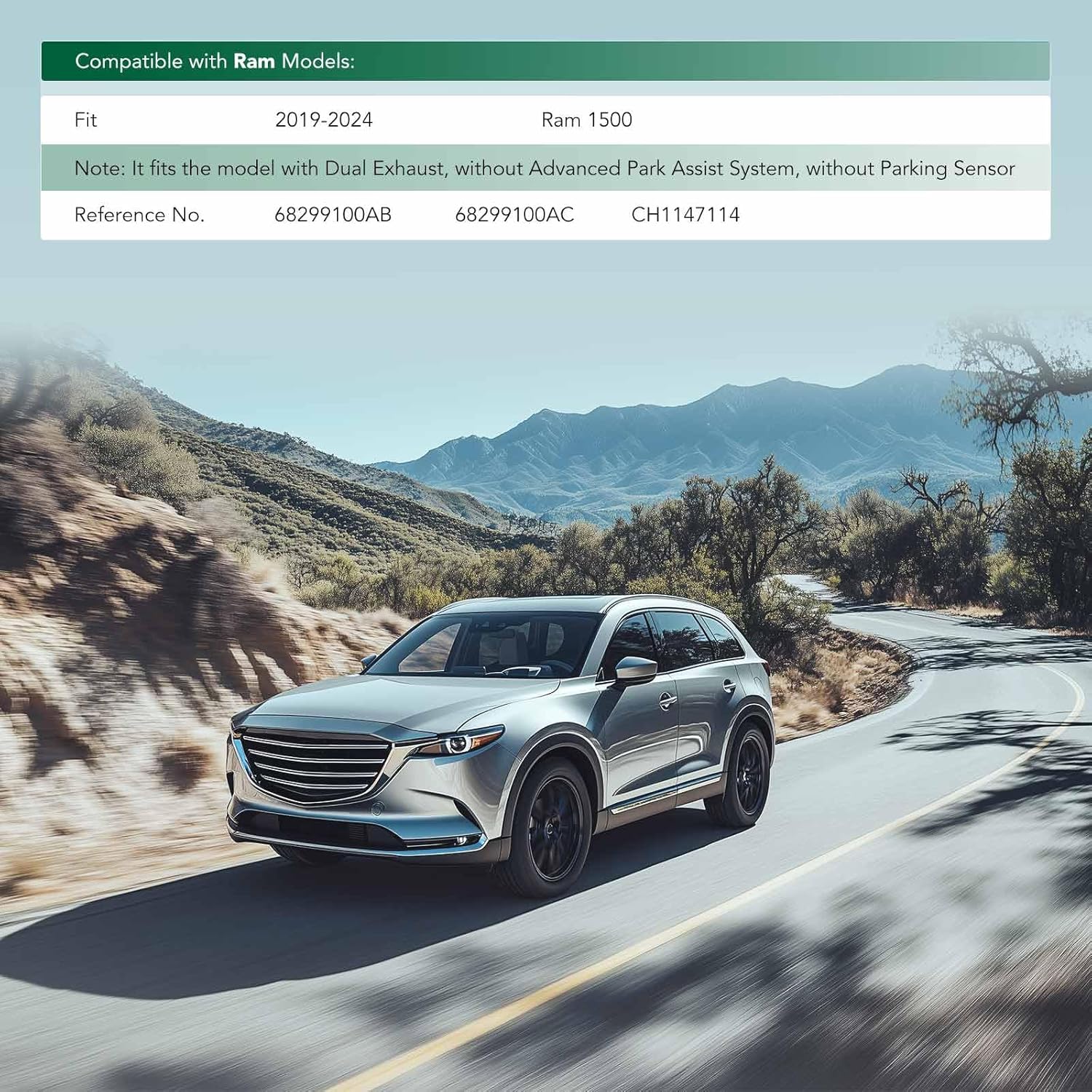 YHTAUTO Rear Bumper Trim Compatible with Ram 1500 2019-2024, Fits The Model with Dual Exhaust, Without Advanced Park Assist System, Without Parking Sensor, Rear Passenger Outer Side