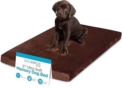 Miniatura 7 de BIRDROCK HOME Camas para perros de espuma viscoelástica de 2 pulgadas, cama para mascotas de felpa ultrasuave, funda extraíble, para mascotas, cama