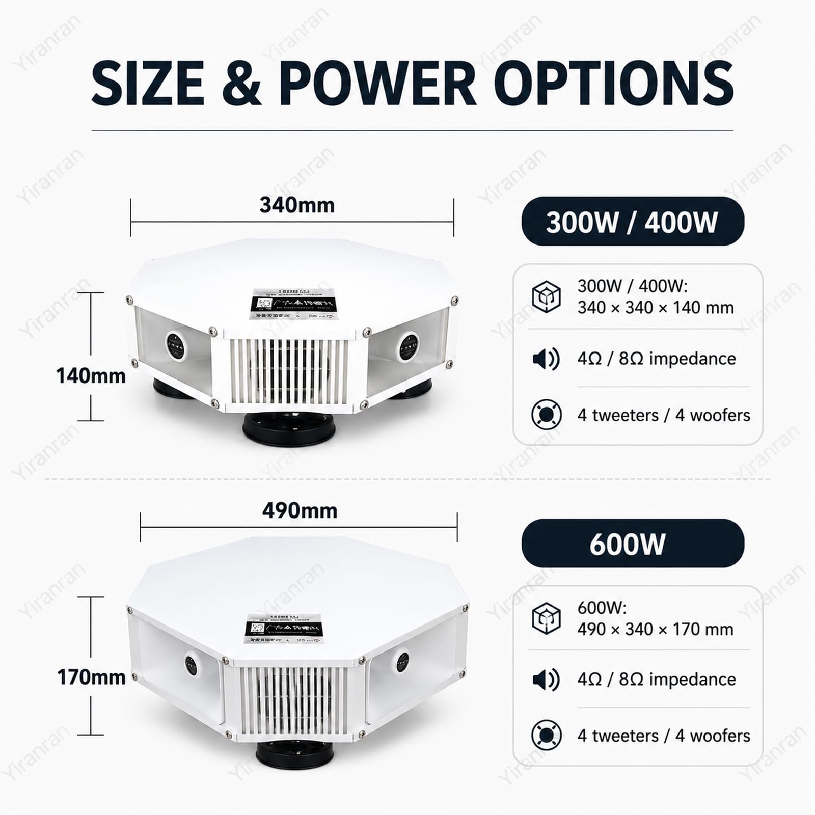 Altoparlante Pubblicitario da Tetto per Esterni con Amplificatore Bluetooth, Megafono per Auto, Microfono, Telecomando E Riproduzione delle Registrazioni, 4 Tweeter + 4 Woofer 400w