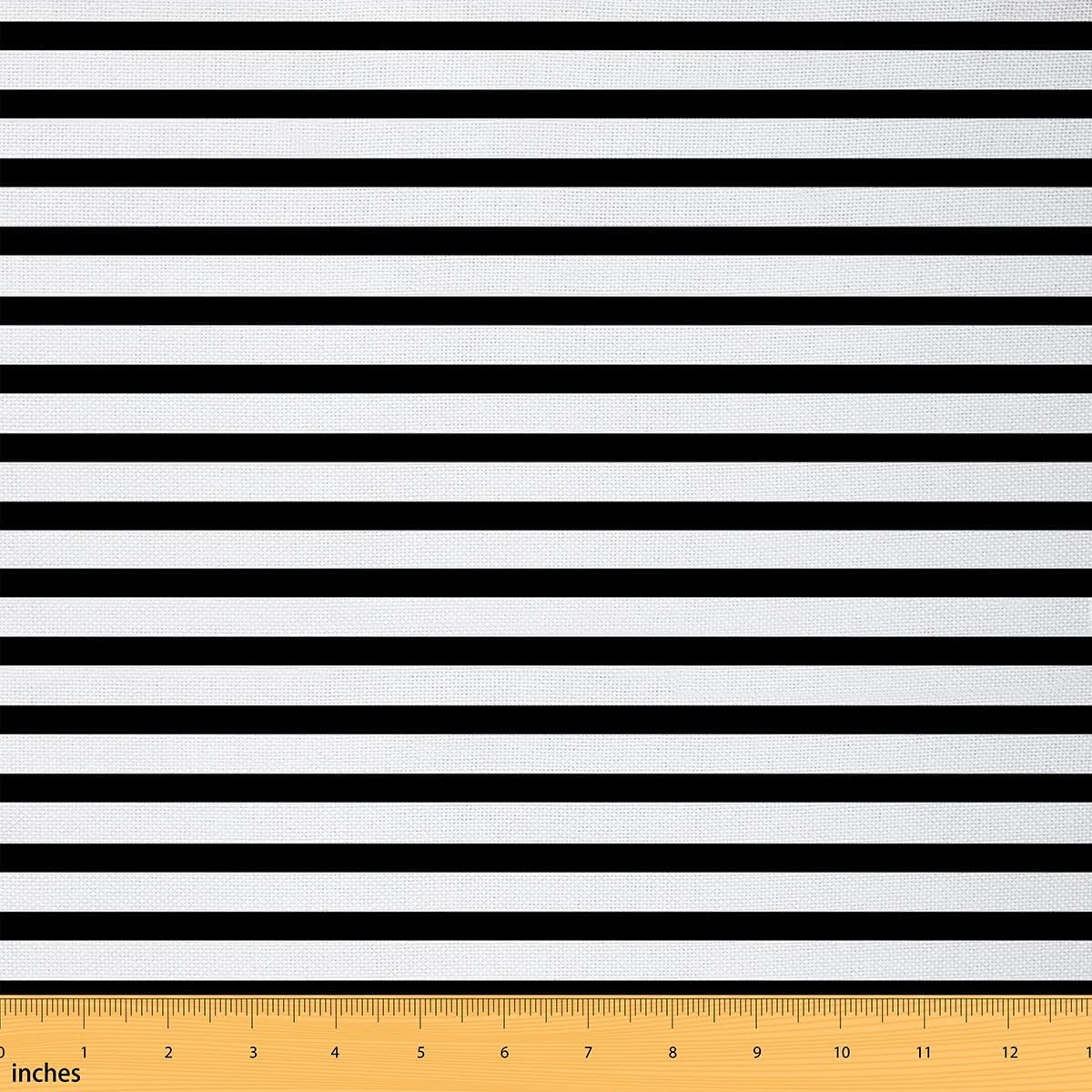 Striped Upholstery Fabric for Chairs - Black and White Stripe by The Yard - Farmhouse Ticking Stripes Decorative Fabric for Quilting and Sewing - Horizontal Stripes - 3 Yards