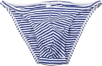 Mens Bikini Briefs Half-Hip Low-Waist Color Printed Striped Briefs Comfortable Fashion Casual Underwear
