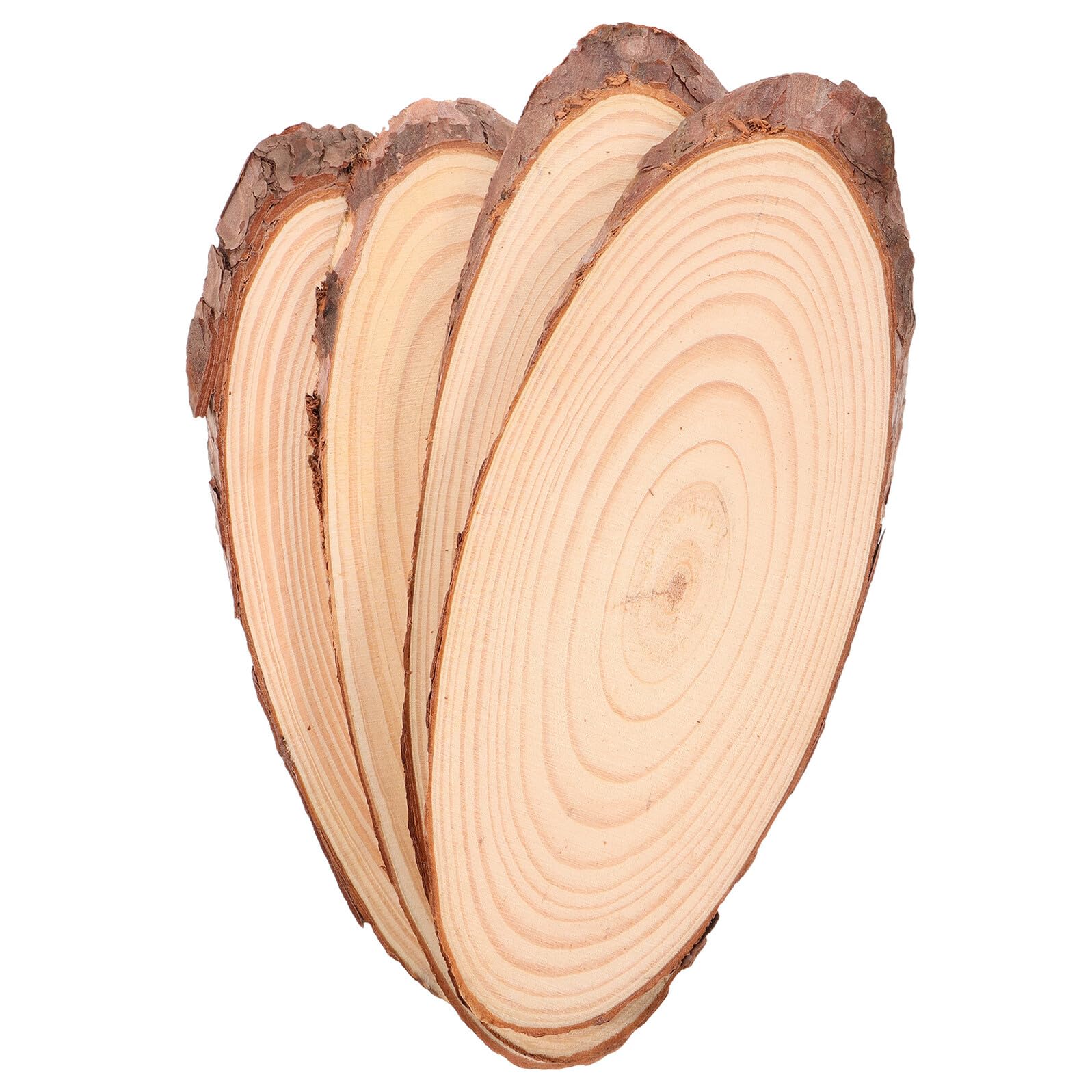 ORFOFE Rodajas de Madera Natural Ovaladas 4 Piezas 10-12X30X1 CM para Manualidades Decoración Rústica de Centro de Mesa y Bodas Piezas sin Terminar para Pintura y Bricolaje