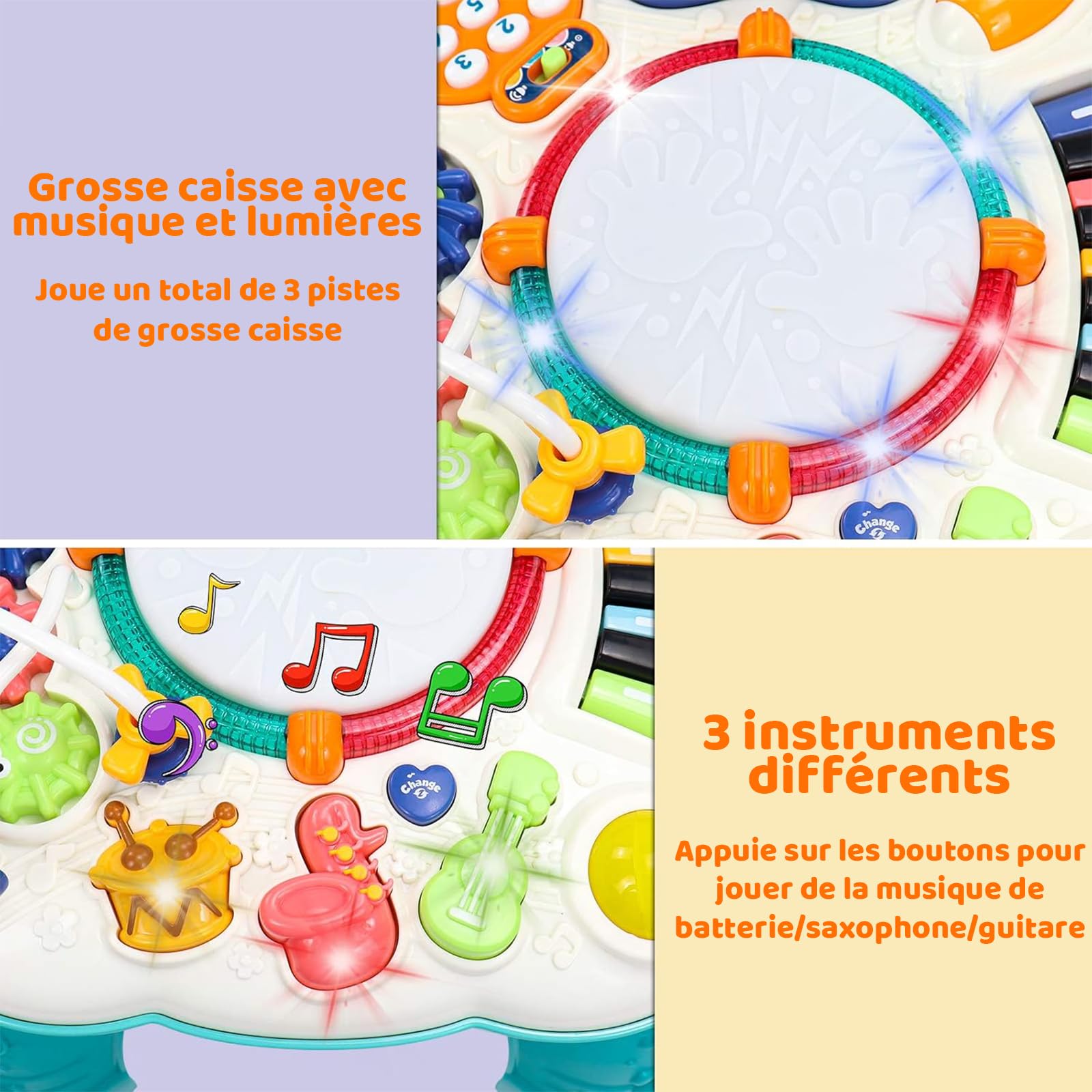 Jouet Bebe 1 an - Table Activité Bébé 6 en 1 Jouet Enfant Jeux Bebe 1 2 3 Ans Fille Garçon Table d'Activité Musicale Bebe Jouet Eveil Éducatif Cadeau pour Noel Enfant