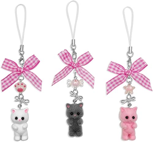 Miniatura 11 de Dijes Lindos para Teléfono con Gatos Peludos, Dijes Estéticos Y2K para Correas de Teléfono, Dijes para Bolsas, Cámaras y Adornos cachorro