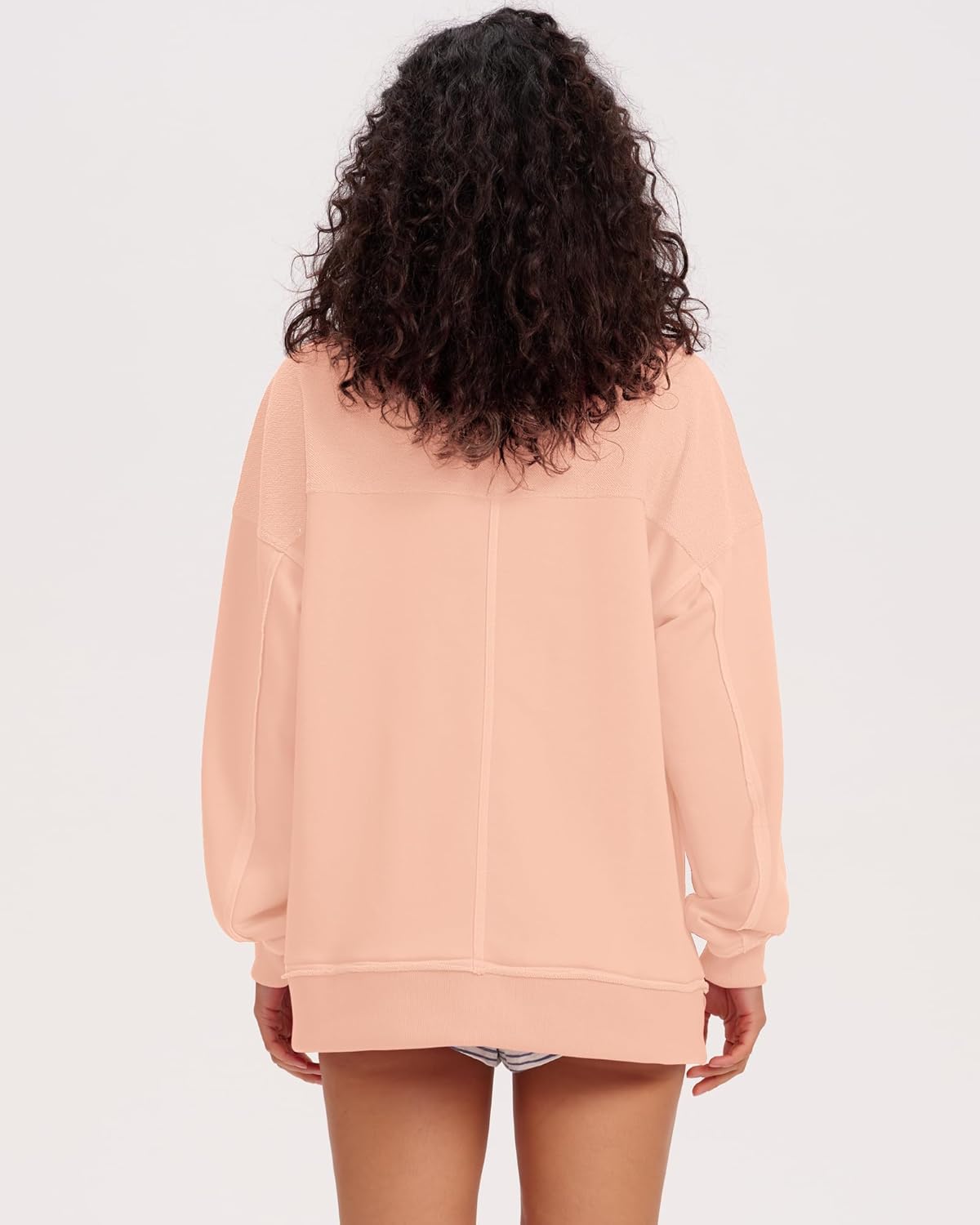 Locachy Women's Casual Oversized Sweatshirt V Neck Long Sleeve Pullover Tops Fashion Outfits Clothes - Image 3