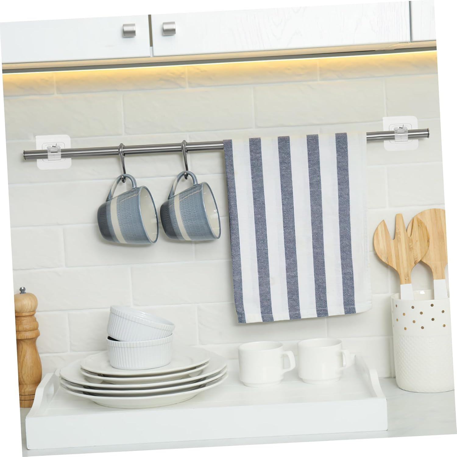 12pcs Curtain Rod Holder Plastic Rod Support for Bathroom No Drilling Elaborate Design