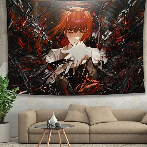 Miniatura 5 de WSRXDMSN Tapiz de pared de motosierra de anime, tapiz de noche estrellada, tapiz de galaxia para fiesta, dormitorio, sala de estar, decoración del