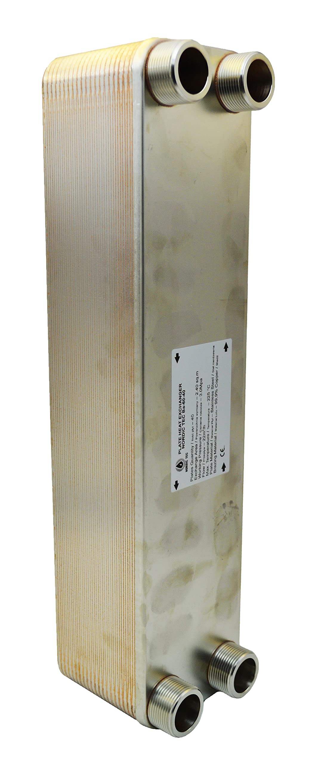 Nordic Tec Ba-60-40 - Scambiatore di calore a pannello, in acciaio INOX, 40 piastre da 440 kW da 5/4", 1 1/4" (solo scambiatore di calore)