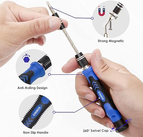 Miniatura 3 de STREBITO Juego de destornilladores de precisión, kit de destornilladores 79 en 1 con 58 puntas y correa de muñeca antiestática, kit de herramientas