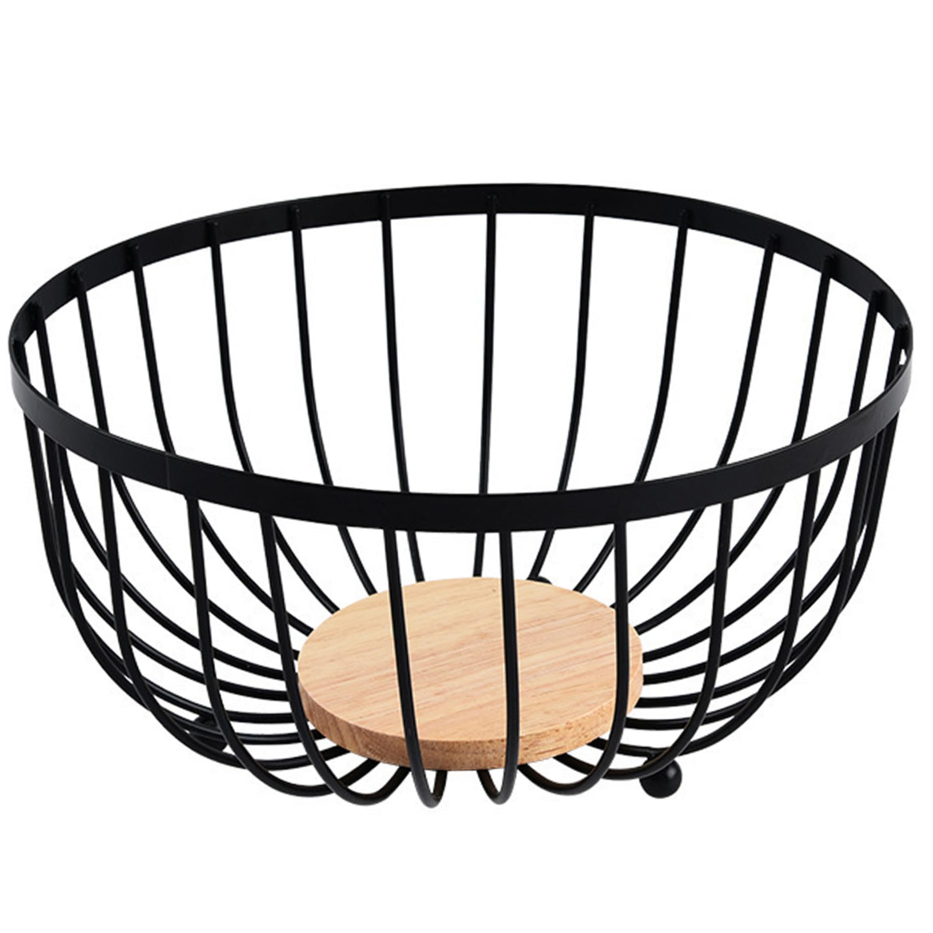 Vervevum Black Fruit Bowl, Large Capacity Modern Wire Fruit Basket, Easy to Clean Bowls, Non Slip Baskets for Kitchens, Basket