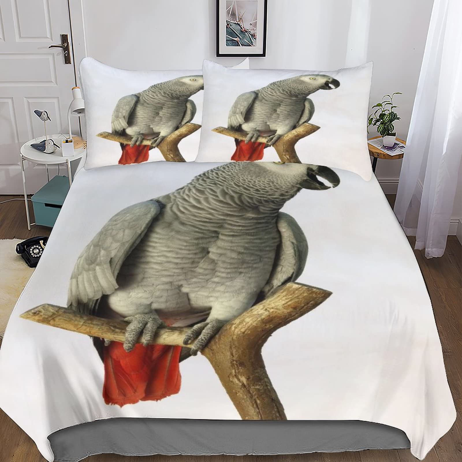 Housse de couette perroquet confortable éliminant la transpiration nocturne 3 pièces