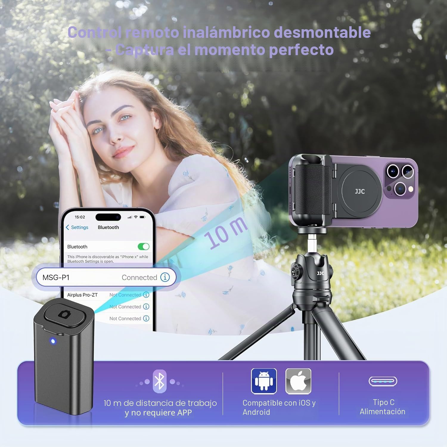 Agarre MagnéTico Negro para Smartphone, Magnetic Camera Handle, Magnetic Camera Handle Bluetooth Bracket, Soporte para TeléFono MóVil, Compatible con TríPode iPhone 17 16 15 14 13 12 Pro MAX