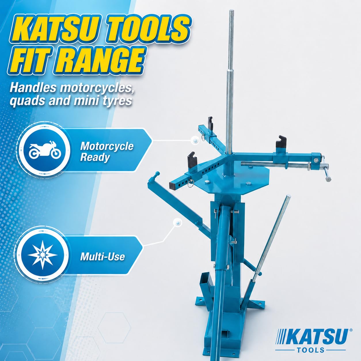 KATSU Tools Desmontadora Manual Universal de neumáticos para neumáticos de hasta 21", para Motocicletas y minimotos, Herramienta para Montaje y desmontaje de Ruedas, Modelo 451339
