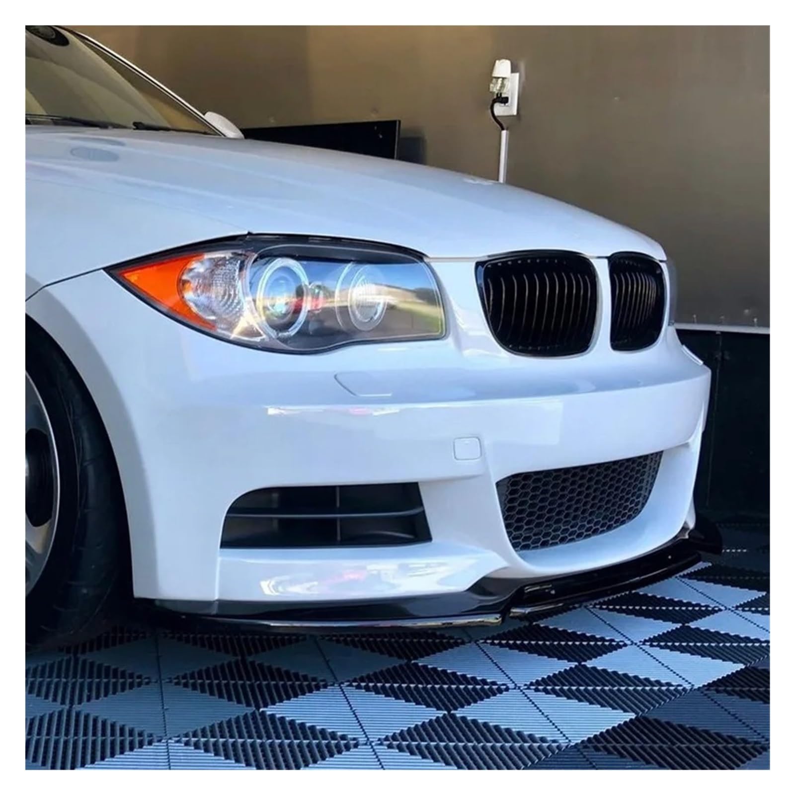 Coche Alerón Delantero para BMW para Serie 1 E82 E88 2008-2013 Kit Carrocería Labio Divisor Parachoques Delantero 4 Piezas Alerón Canard Difusor