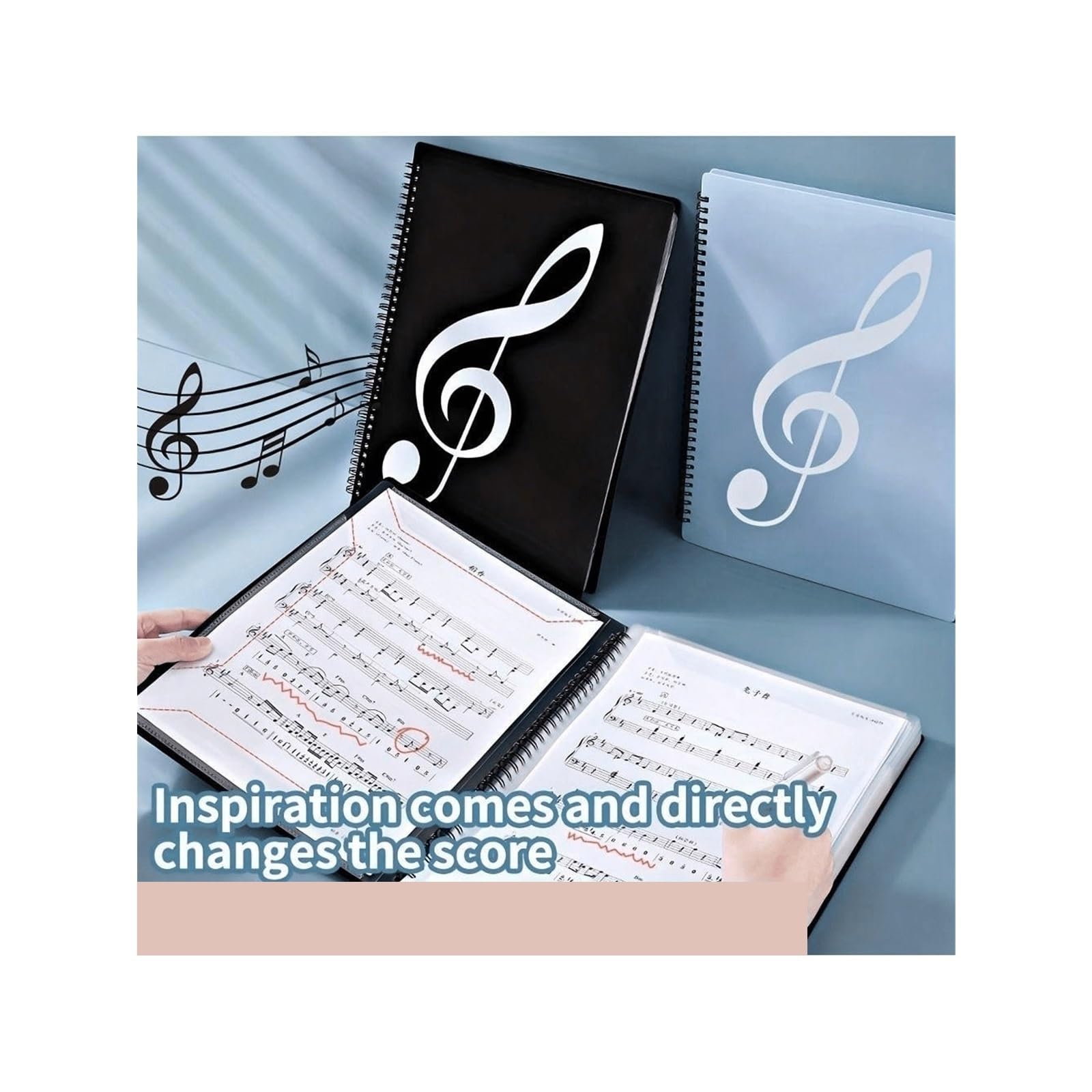Cartella for spartiti da 2 pezzi, cartella for musicisti, for banda, formato lettera A4, maniche 30/60, doppio lato o scrittura su pagine esposte per Casa, Ufficio(Green)
