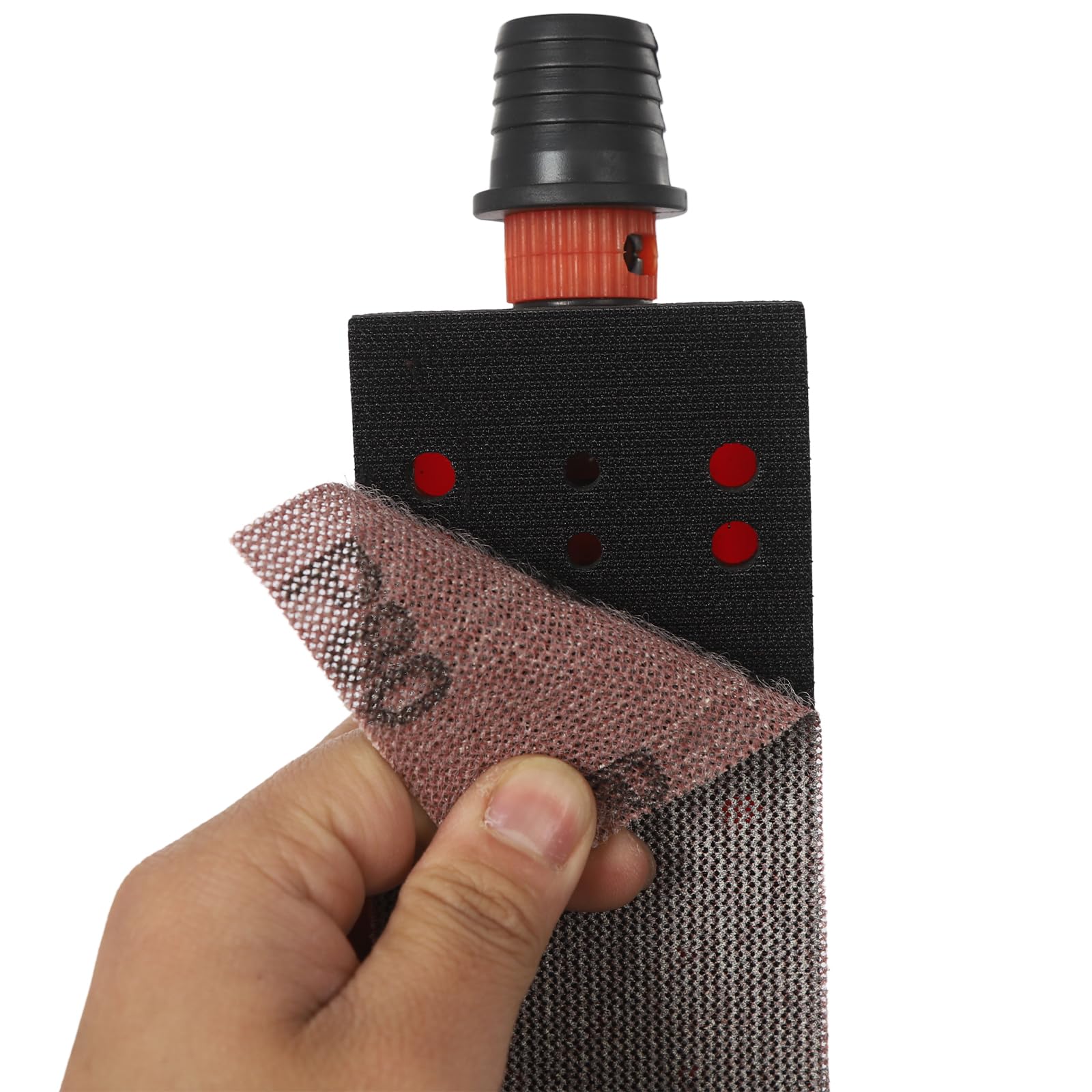 Bloque de lijado manual – Aspiración ajustable sin polvo para madera y metal (rojo) | Compacto y ligero para cualquier caja de herramientas