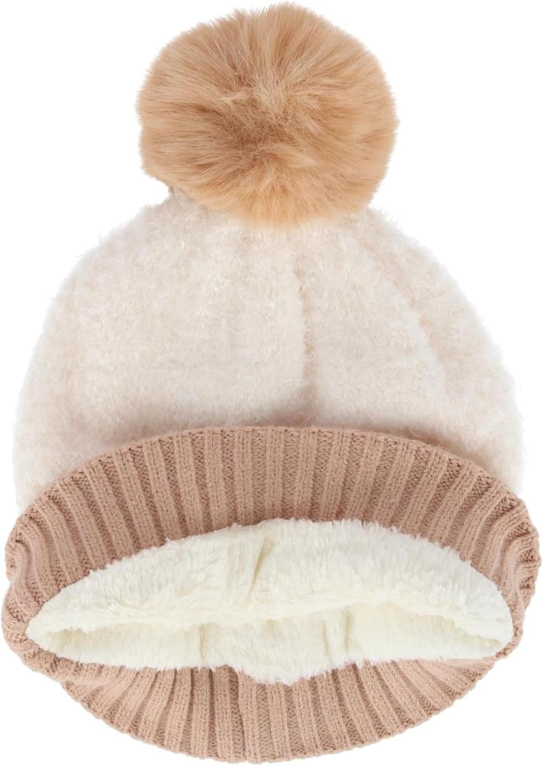 CTM Women's Two Tone Knit Winter Beanie Hat with Pom - Image 5