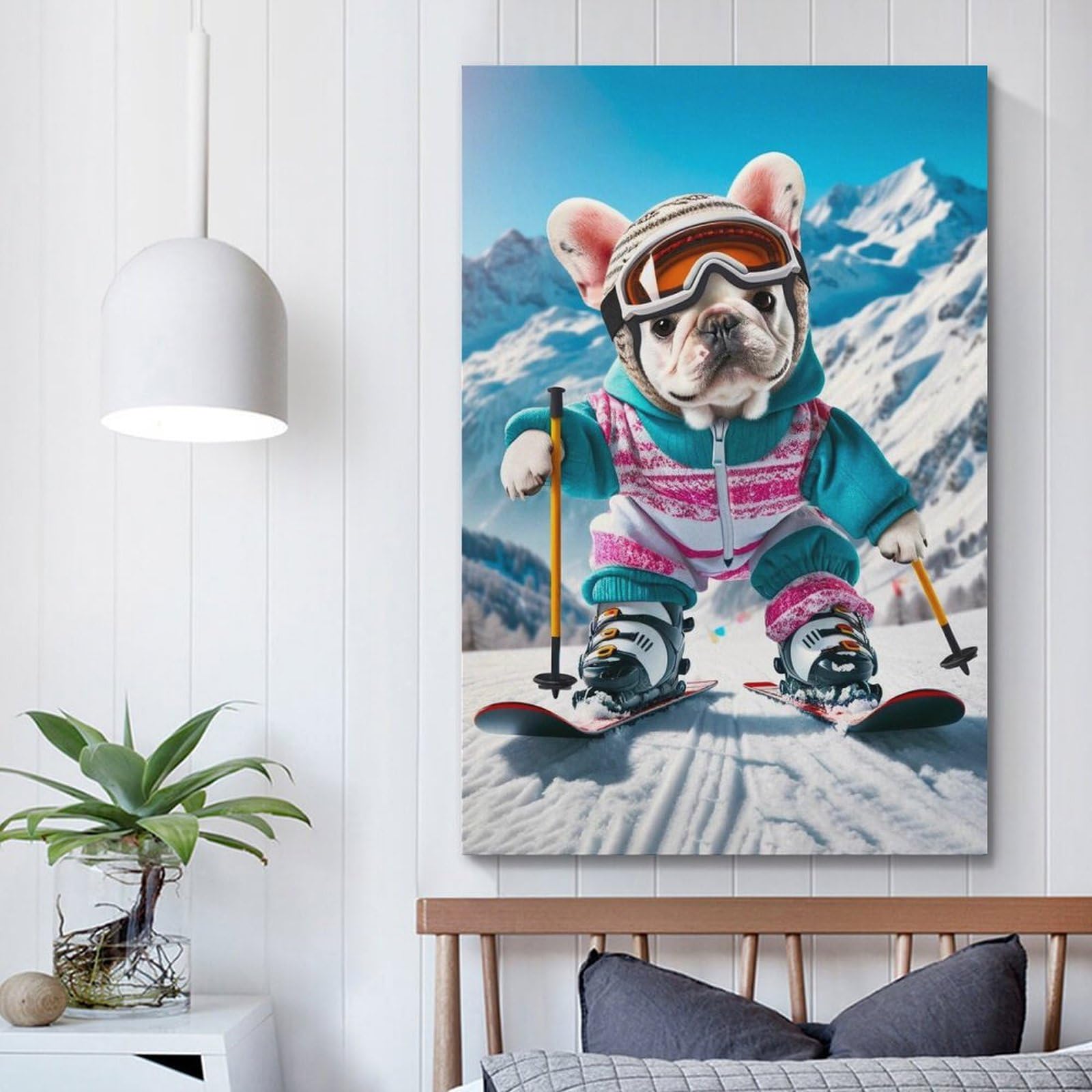 Targa In Metallo Retrò Con Bulldog Francese | Cartello Divertente 'Sleep Like A Frenchie', 20x30 Cm - 2