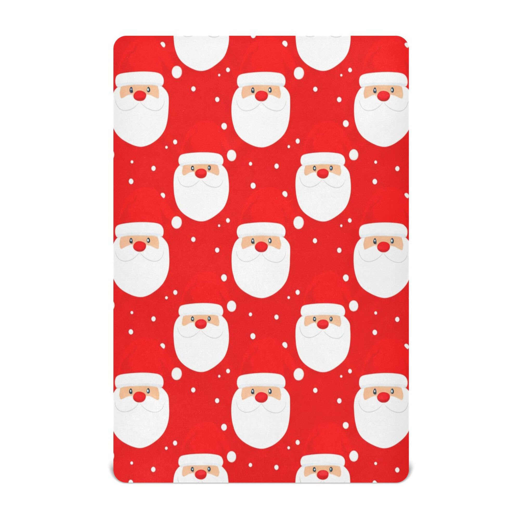 Ttgoth Cute Santa Claus Cot Sheet Boys Girls Soft & Breathable Fitted Crib Sheet for Toddler Bed Mattress & Baby Bedside Crib Mattress, 71x132 cm