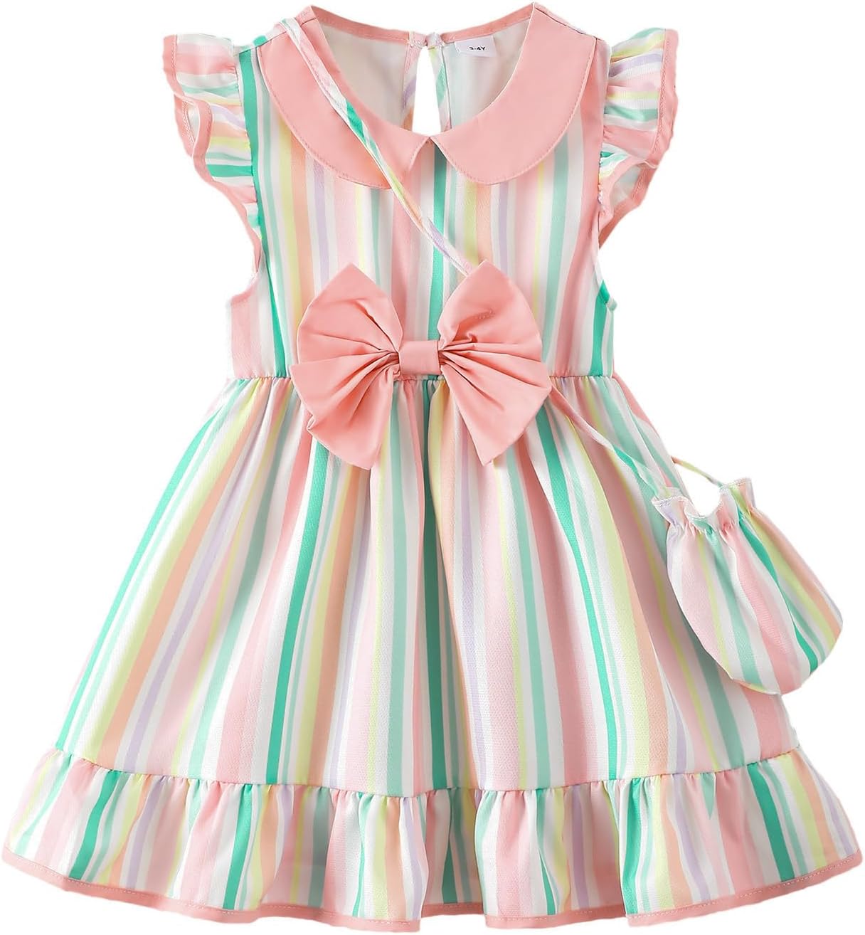 Saeaby Little Toddler Girl Peter Pan Collar Dress Summer Clothes Ruffle Sleeveless Kids Dresses Causal Sundress Girl Outfits