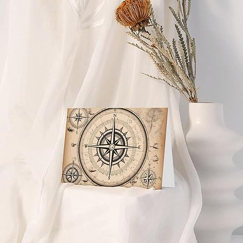 Miniatura 7 de Mapa de brújula azul patrón náutico tarjeta de felicitación de papel perla de alto grado 4 x 6 pulgadas, para tarjeta de cumpleaños tarjeta de