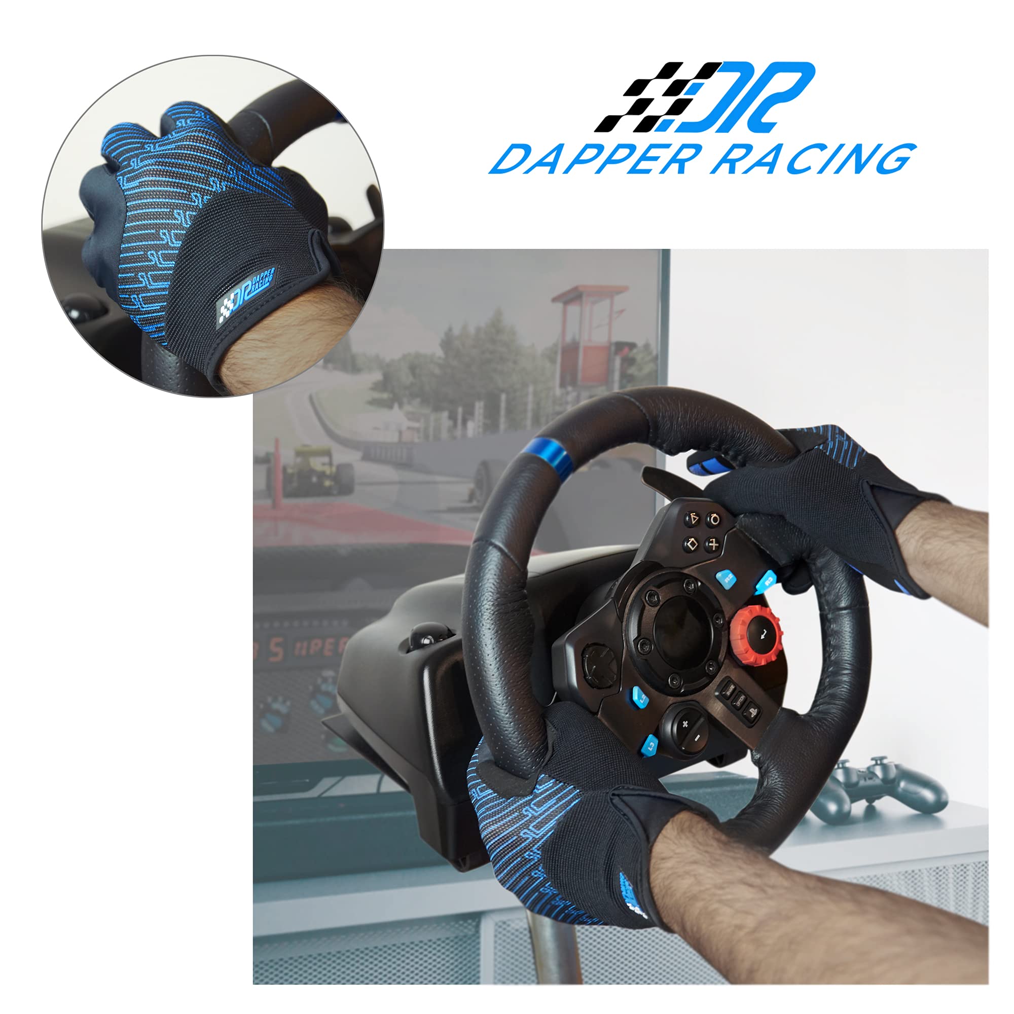 Guanti SIMRACING adatti per touch screen | Rinforzo sul palmo | Silicone antiscivolo per una presa ottimale | Leggeri e traspiranti | Progettati per gli amanti dei simulatori