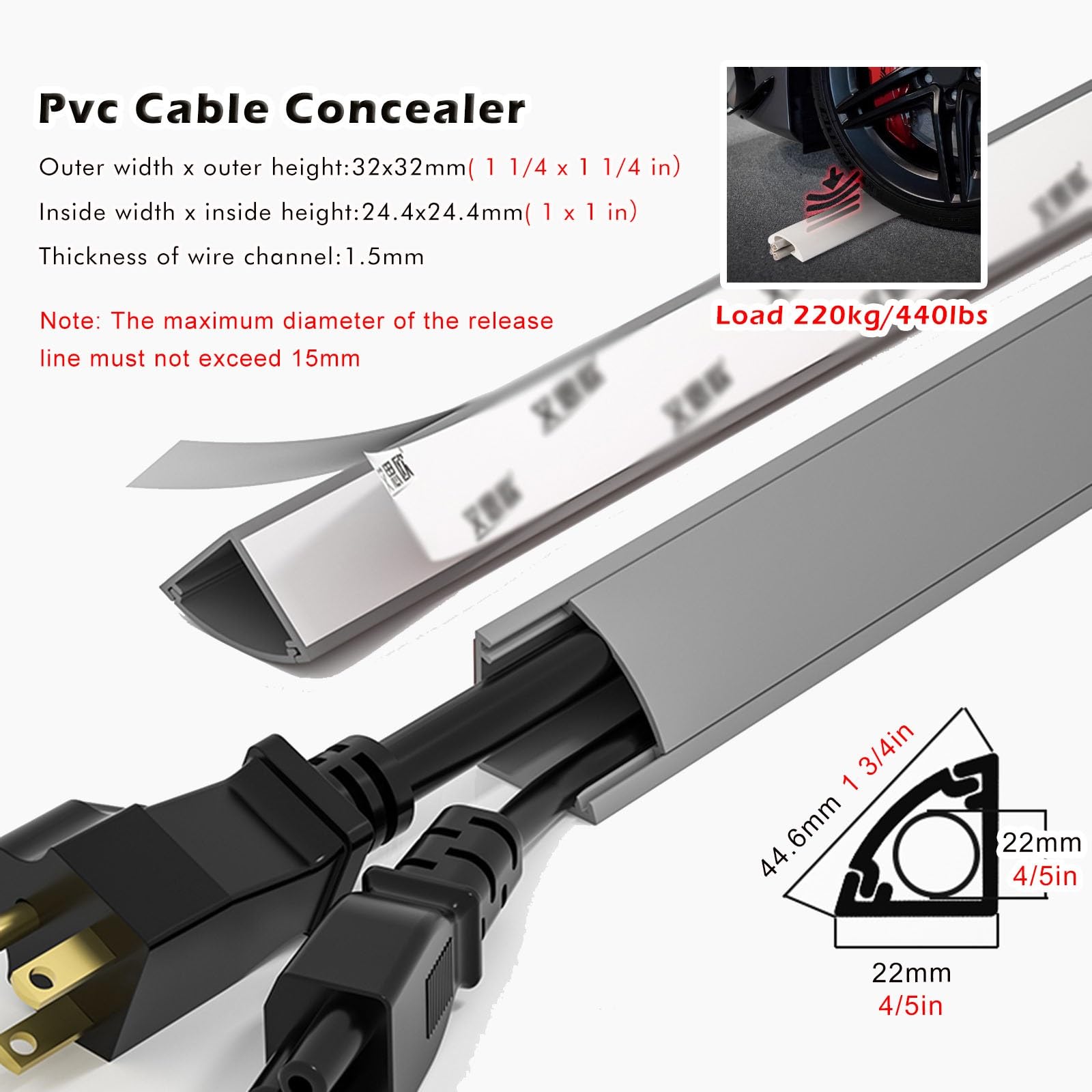 Goulotte Passe Cable Cache-câbles De Sol Autocollant en PVC, Organiseur Et Cache-câbles De 1 À 5 M pour Bureau Et Salon(Grey,L 4m/13.1ft)