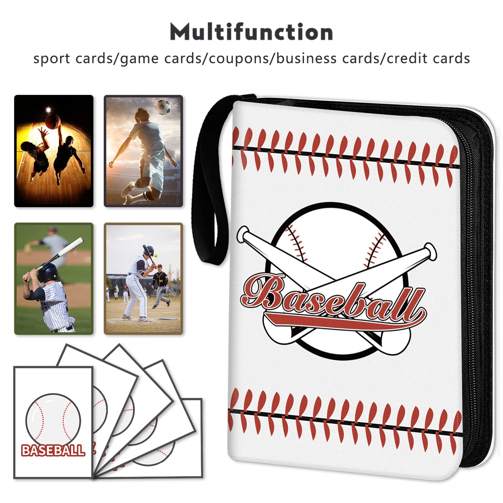 ANNOR Raccoglitore per carte da baseball, raccoglitore per carte collezionabili a 9 tasche, adatto a 720 carte con 40 custodie rimovibili, album a 3 anelli per conservare le collezioni di carte