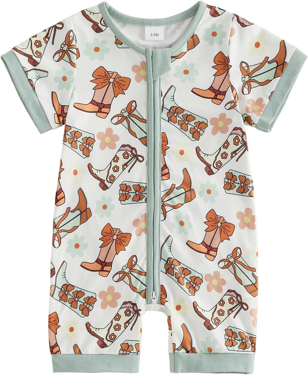 Western Baby Girl Clothes Horse Print Cow Romper Zipper Long Sleeve Jumpsuit Infant Cowgirl Outfit Summer Clothes