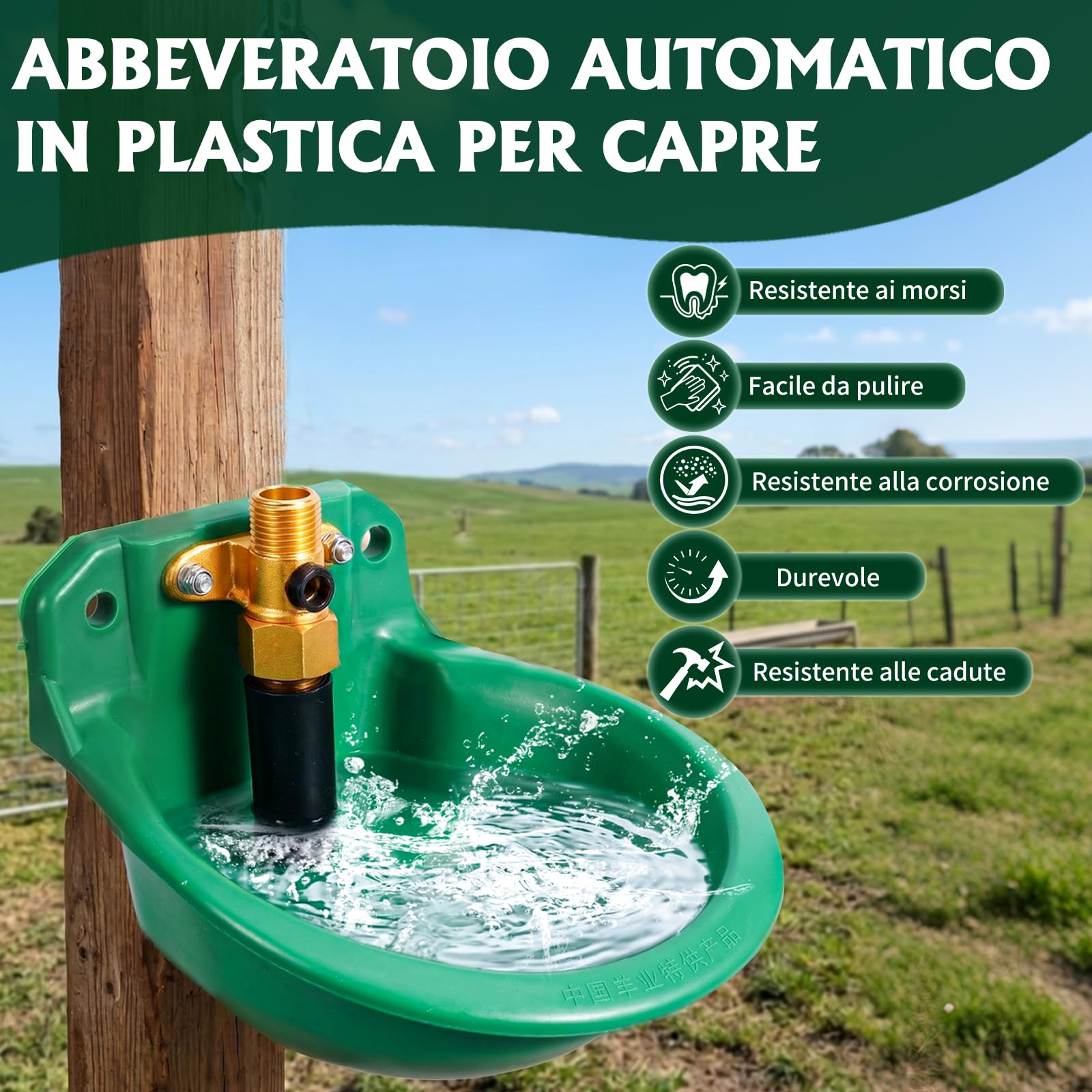 Farm & Ranch - Ciotola automatica per l’acqua per pecore, valvola in rame