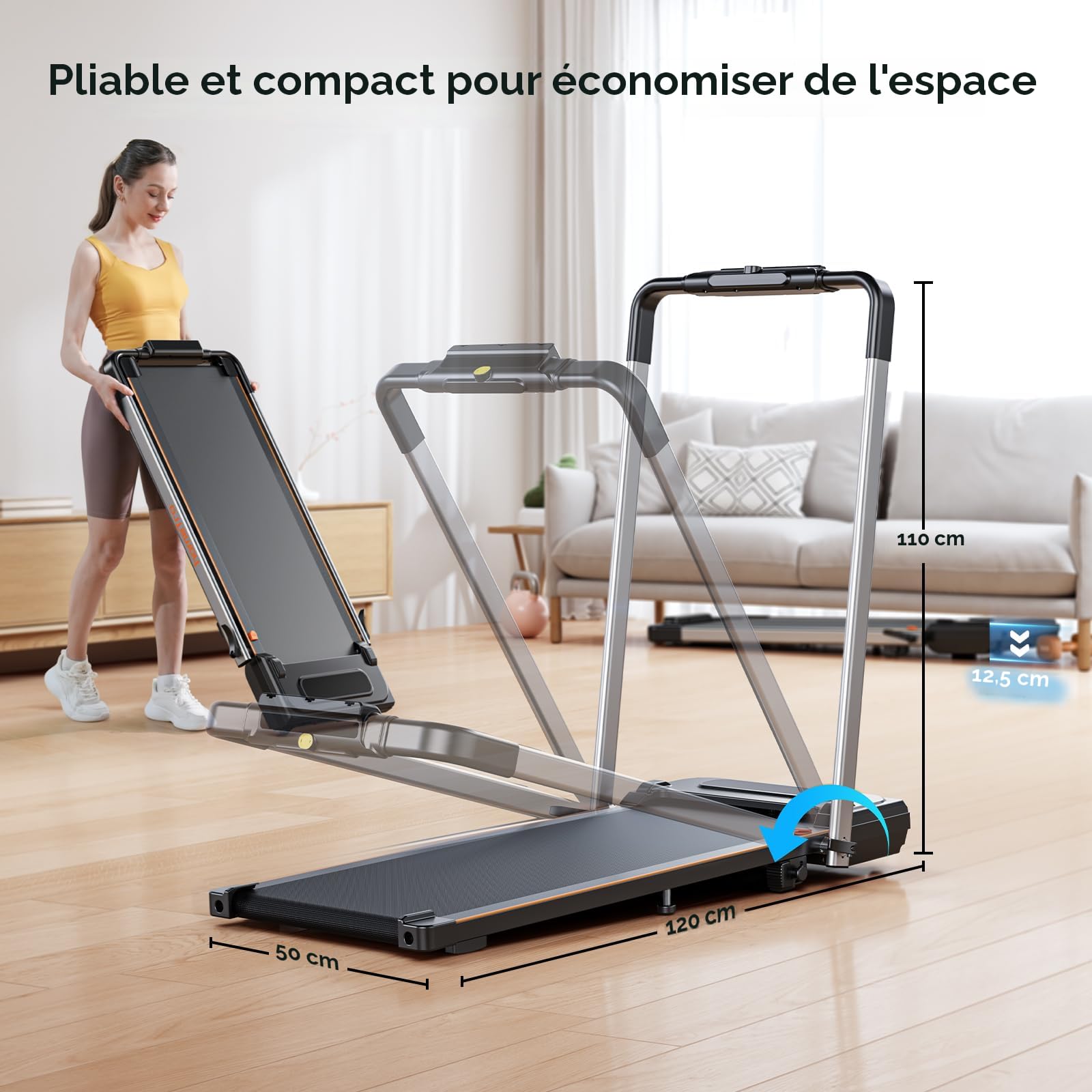 HomeTro Tapis De Course 2.0 HP – Walking Pad Inclinable (2% / 7%), Écran LED, Télécommande & App, Compact Pour Bureau Et Maison