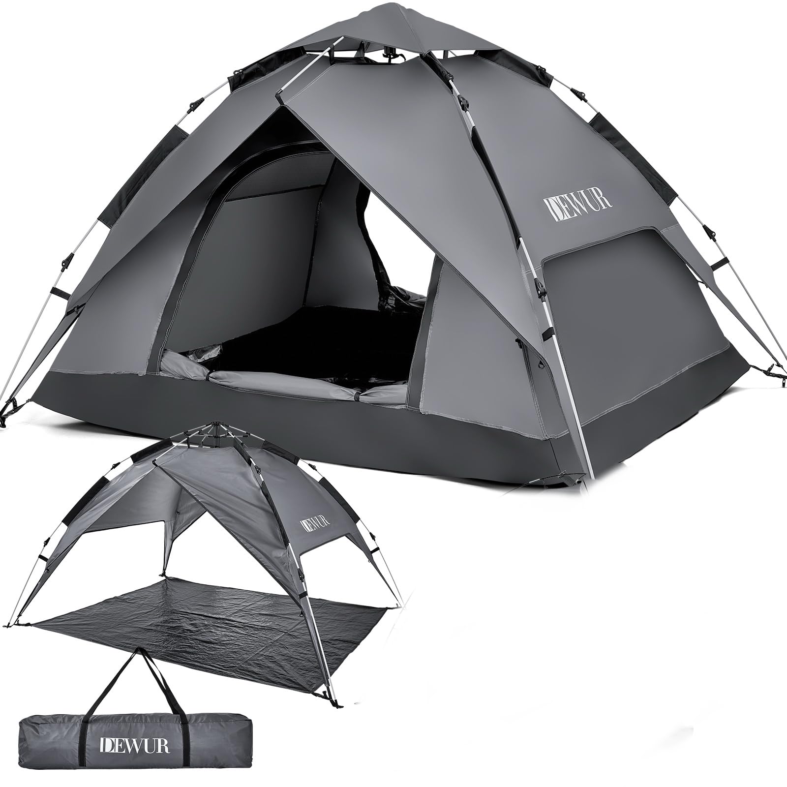 DEWUR Tienda de campaña para 2 – 4 personas, resistente al agua, para senderismo, camping, exterior, festival