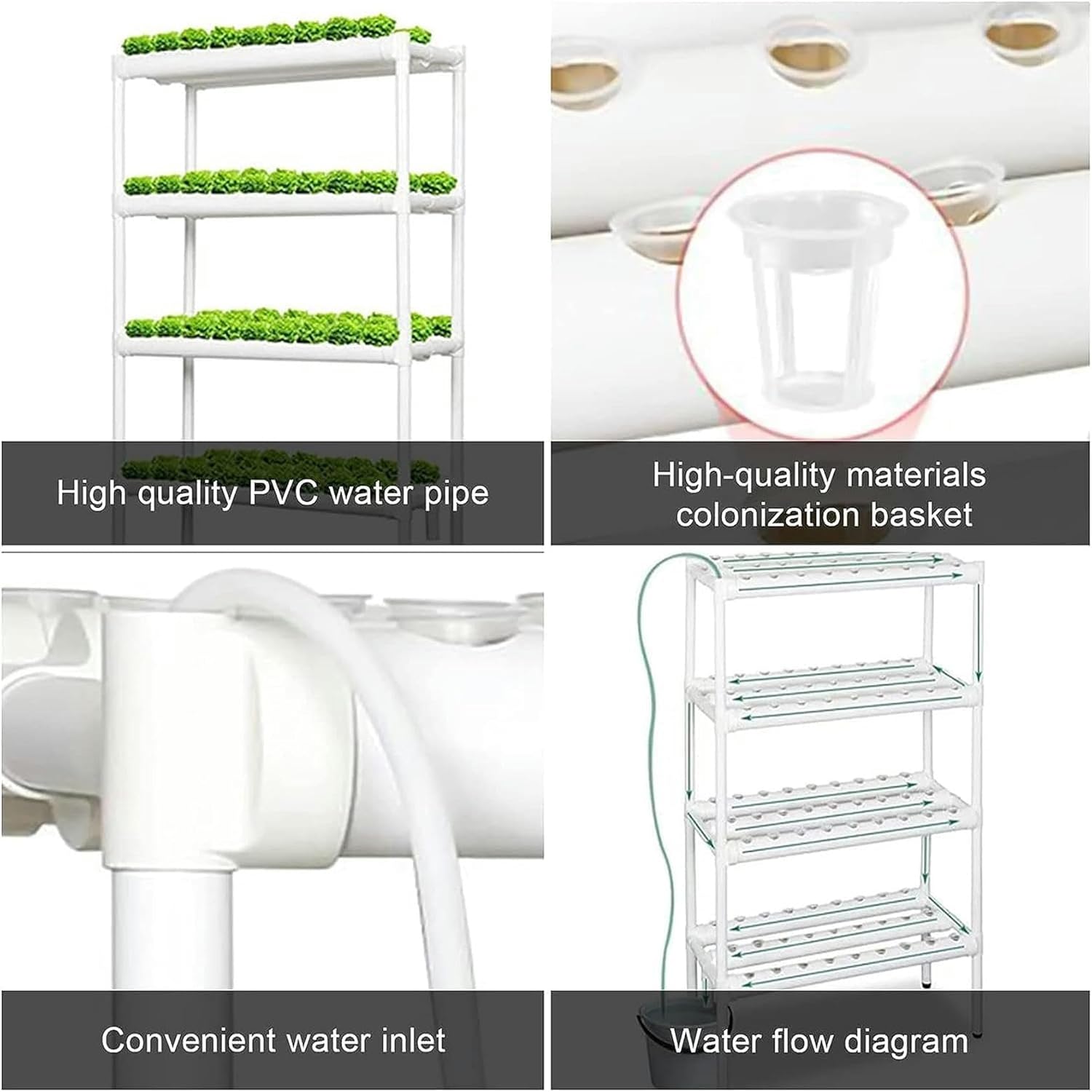 Hydroponic Growing Kits 4 Layers 108 Plant Sites Hydroponic Growing System, Home Indoor Planting Kit with Water Pump, Pump Timer Pulley Foot, Hydroponic Grow Kit for Men Women