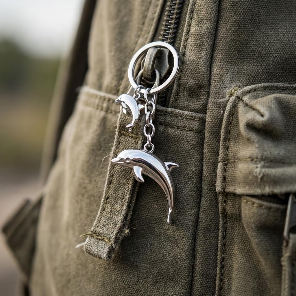 Dolphin Keychain – Animal Keychains Bag Charm for Women with Baby Dolphin, Ocean Key Chains Car Keys Gifts for Dolphins Lovers, Girls, Friends, Mother, Teenages image 4