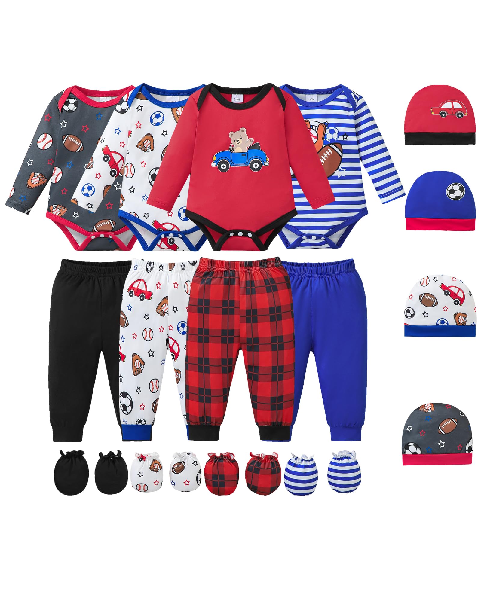NZRVAWS Newborn Baby Boy Girl Clothes Unisex Preemie Infant Must Have Pants Set Outfits 0-18 Months 20 Pcs Essentials Gift