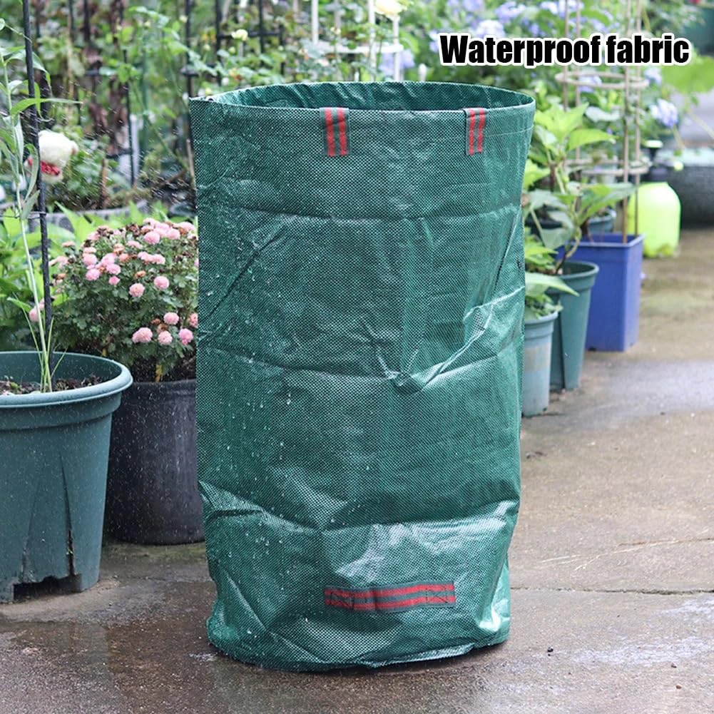 Bolsas de basura de jardín de gran capacidad, reutilizables, impermeables, para recogida de residuos de jardín, contenedor de almacenamiento duradero para uso en exteriores (300 L)