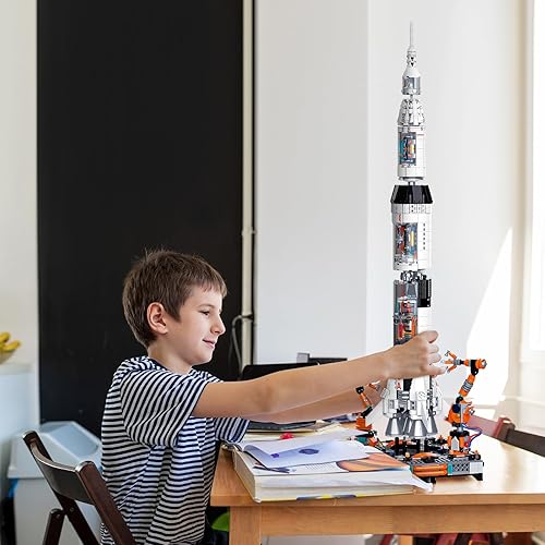 Miniatura 2 de YESHIN Kit de bloques de construcción de cohetes espaciales, juego de construcción de modelo de cohete creativo, juguete de regalo para niños a