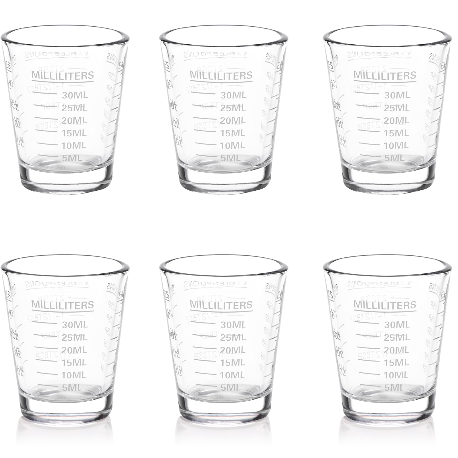 Shot Glass Measuring Cup Set, 6 Pack Espresso Shot Glasses (White)