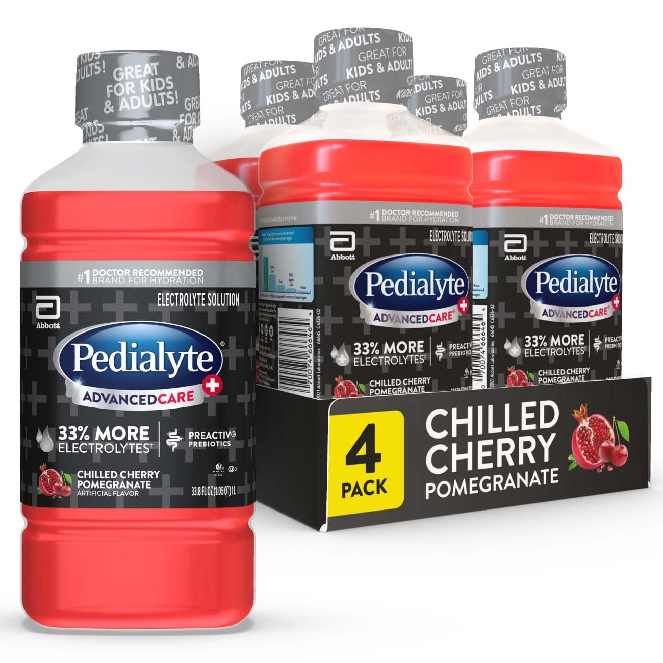 Pedialyte AdvancedCare Plus Electrolyte Drink, Cherry Pomegranate, 1 Liter