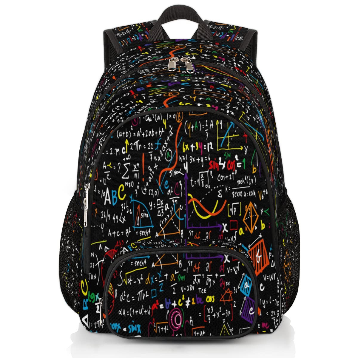 Bardic Elementary School Bags for Teens, Mathematical Formula Kids Backpacks Black Math Lightweight Bookbags Waterproof Sturdy Schoolbag Daypack for